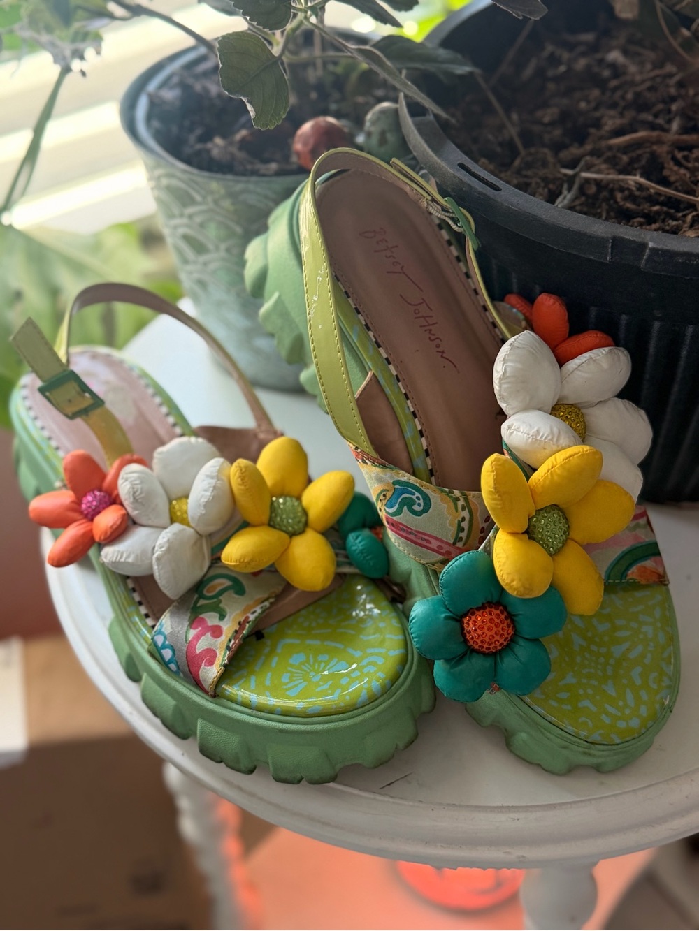 Betsey Johnson Puffy Flower Sandals